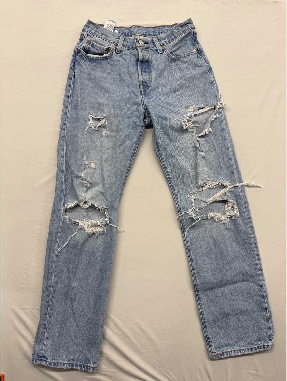 Levi's 501 Original Fit Thrashed Distressed Straight Leg Jeans 27x32